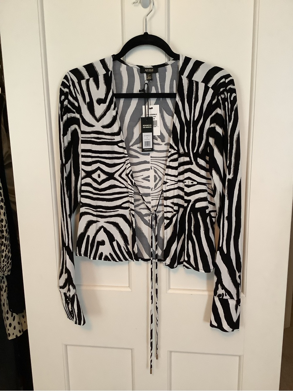 AFRM Black and White Zebra Print Open Cardigan. NEW with Tags